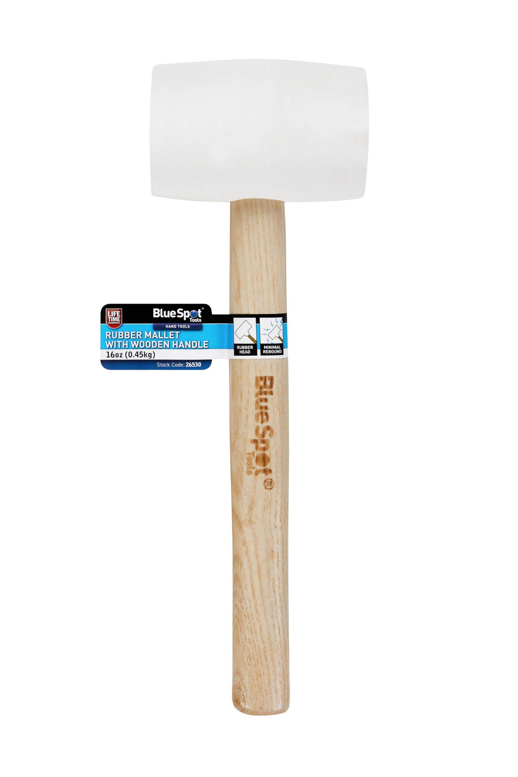 Blue Spot Tools 26530 White Rubber Mallet with Wooden Handle 16oz (0.45KG)