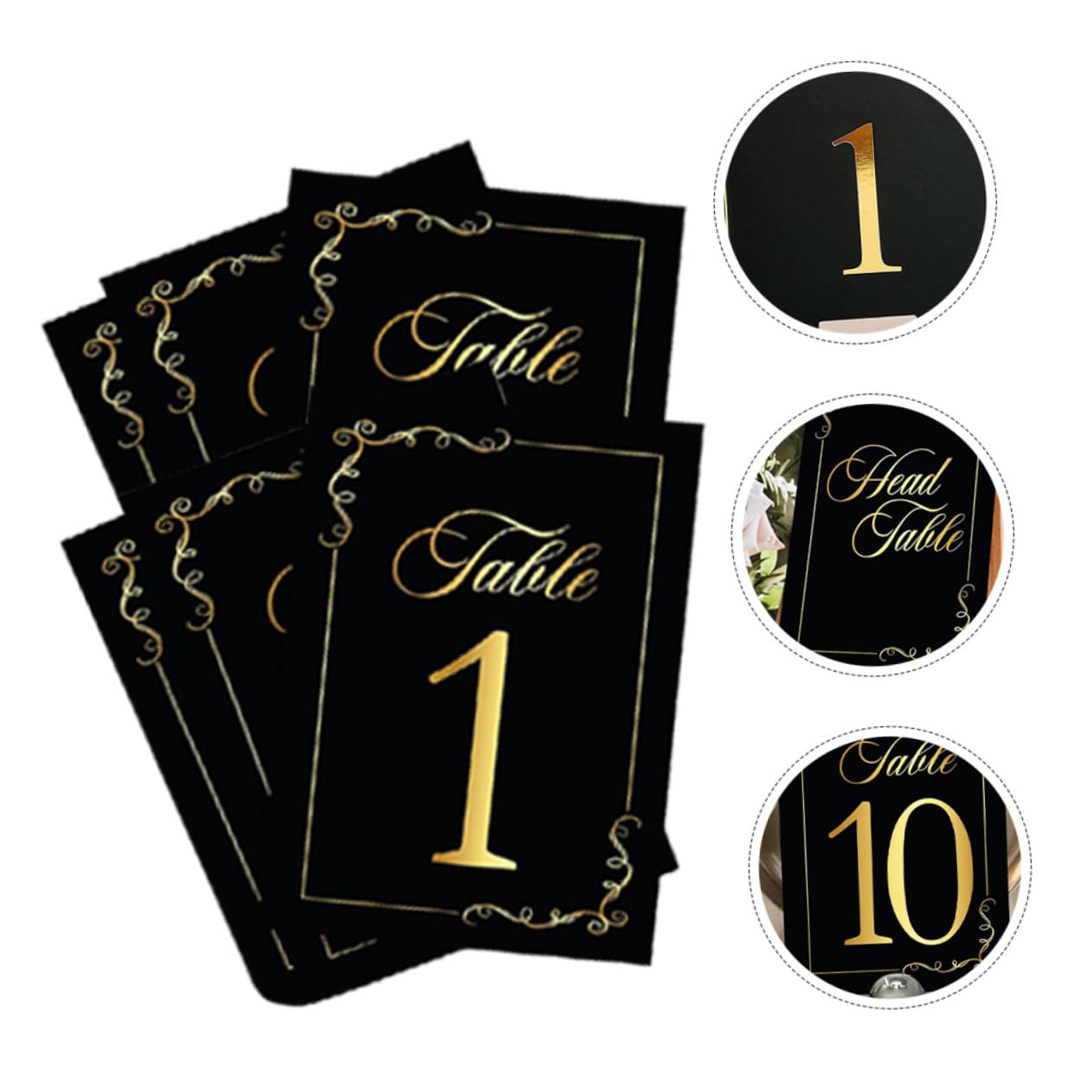 Cabilock 5 Sätze Tischkarte Digitale Karte Platzkarten Gruß Hochzeitsdekor Stand Schwarze Tischnummern Rustikal Ort Hochzeitstischnummern Runden Tischkarten Mini Papierstau 30 Stück * 5