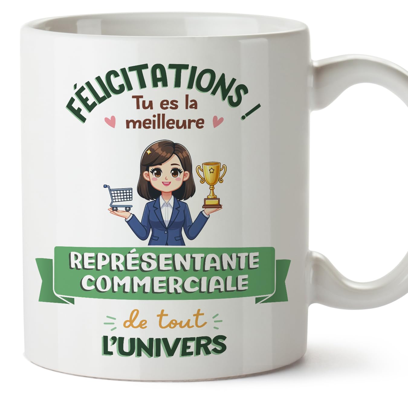 MUGFFINS Salesperson Woman Mug - in French - Meilleur Univers Trophée - Funny Gift for Colleagues - Ceramic 11oz Mug — image 1