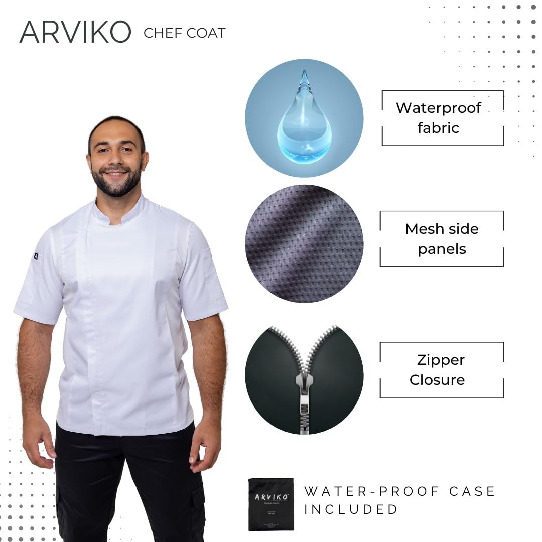 Herren-Kochmantel, Mesh-Seiteneinsätze, wasserdichte Kochjacke für Männer, wasserdichte Aufbewahrungsbox im Set mit Kochmantel