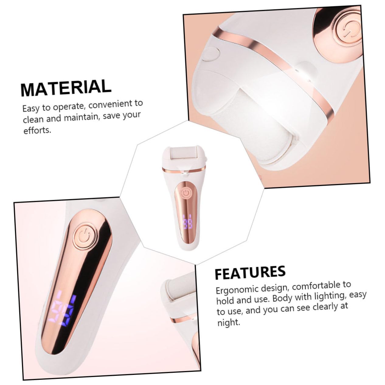 Healvian 1pezzi Dispositivo Elettrico Per Dei Piedi Con Display Led Rimozione Professionale Di Calli e Morta Pedicure Sicura e Ricaricabile Usb Design Ergonomico e Compatto Per Uomo e Donna
