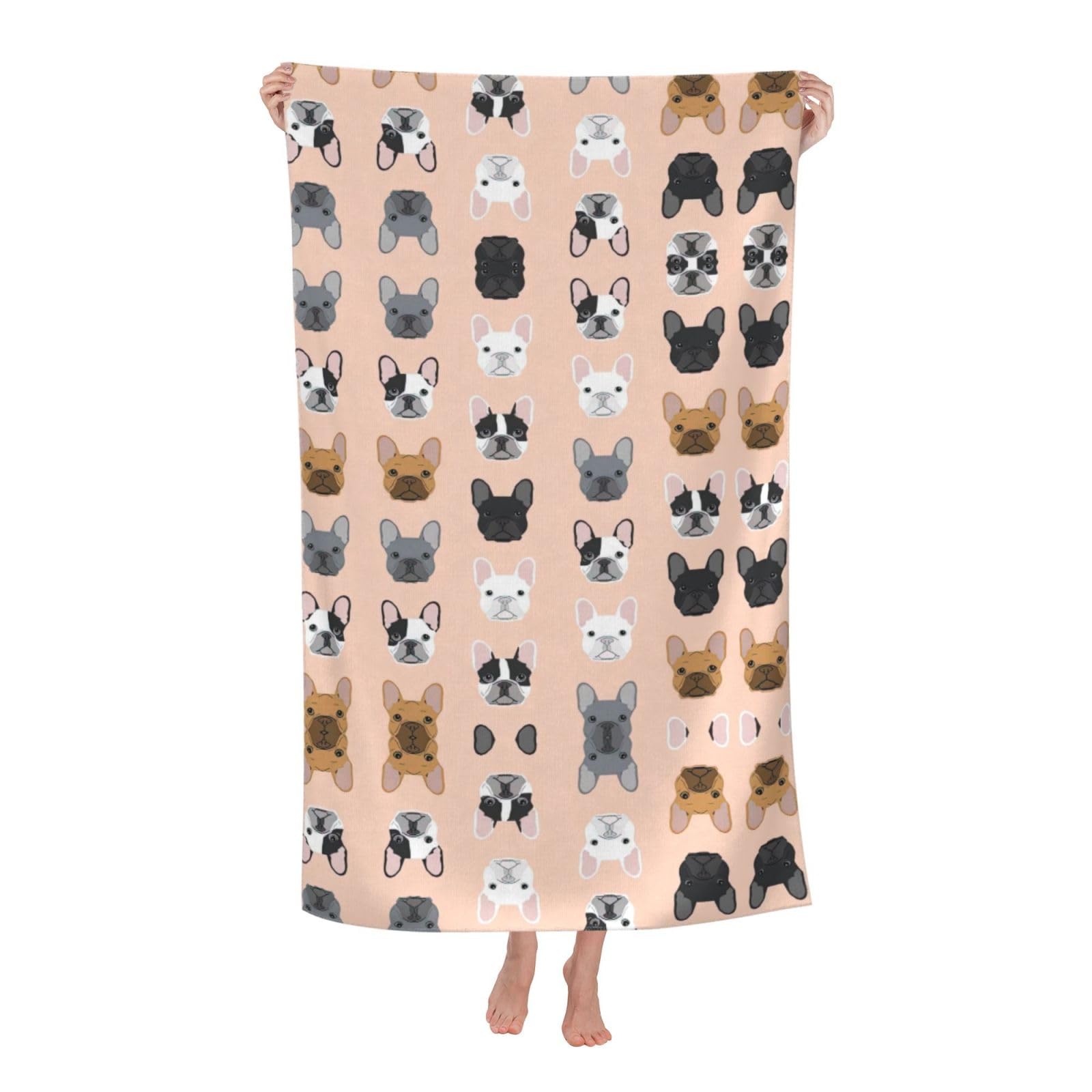 Oazcvbnn Women's White French Print Adult Beach Towel Summer Travel Pool Vacation Swimming Fitness Outdoor Adventures