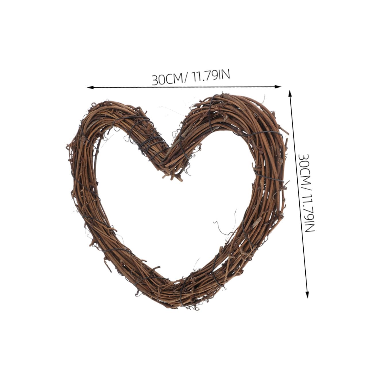 Ipetboom Ghirlanda di Natale a Forma di Cuore in Rattan Naturale 3 Pezzi Decorazione Rustica Versatile per Matrimonio e Festa Romantica