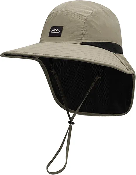 Clakllie Waterproof Wide Brim Sun Hat with Neck Flap UPF 50+ Fishing Hats Sun Protection Gardening Safari Hat for Hiking