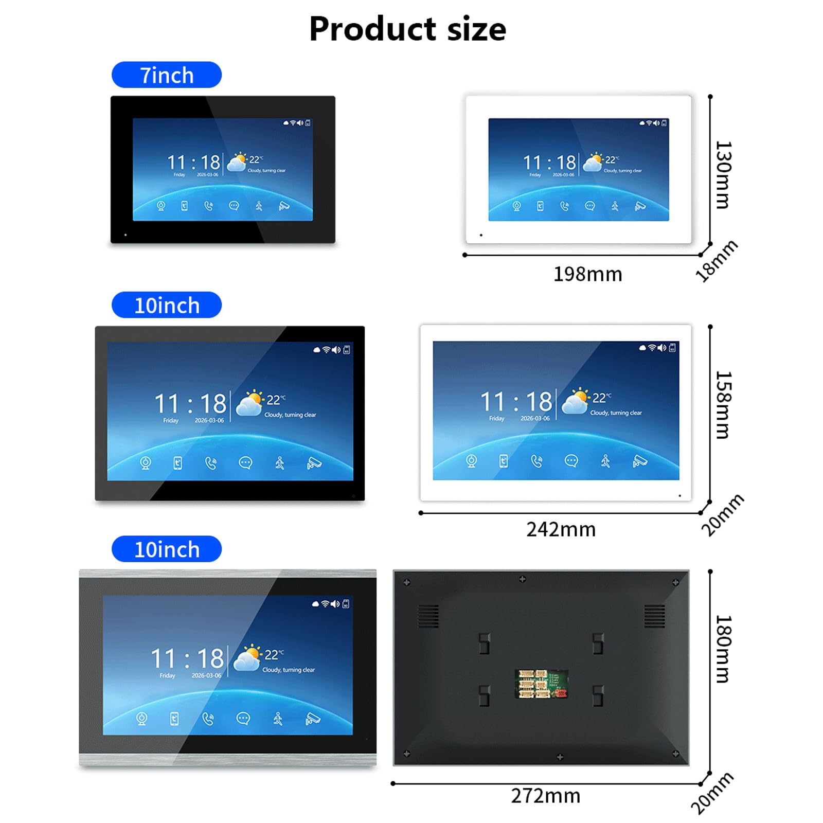 Wideodomofon z dzwonkiem do drzwi 1080P i monitorem 25.6 cm, obsługuje odcisk palca, RFID, hasło, WiFi do mieszkania, domu, willi