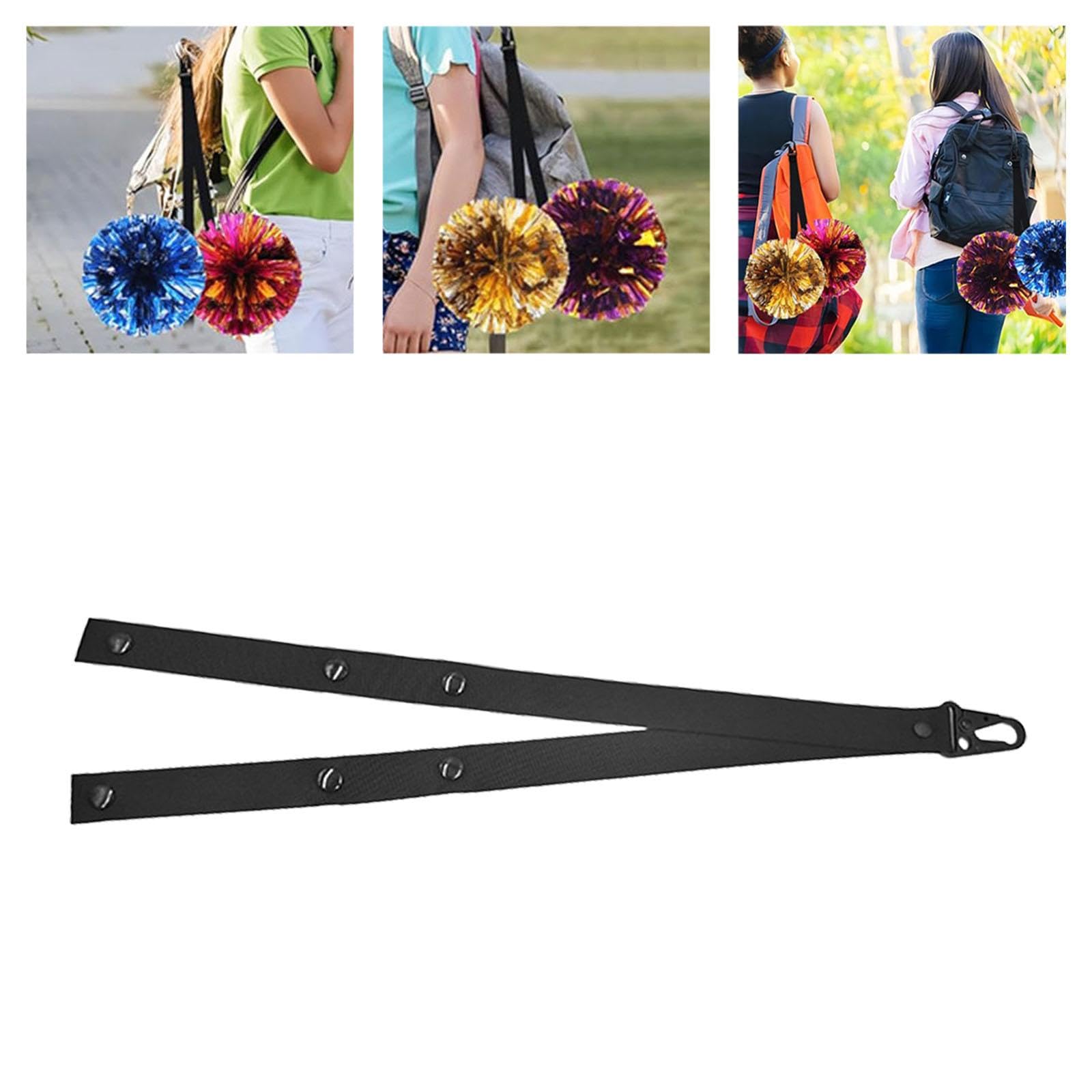 kowaku Cheerleader Poms Holder Strap Cheerleading Accessories,Cheer Backpack,Cherring,Dance Stage Performance, Black
