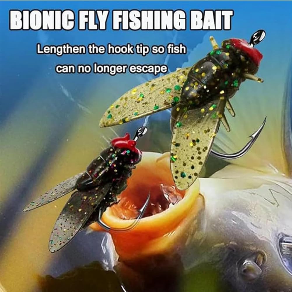 20 Leurres De Pêche à La Mouche Bioniques Noirs - Jasaly Appâts Réalistes Pour Poisson