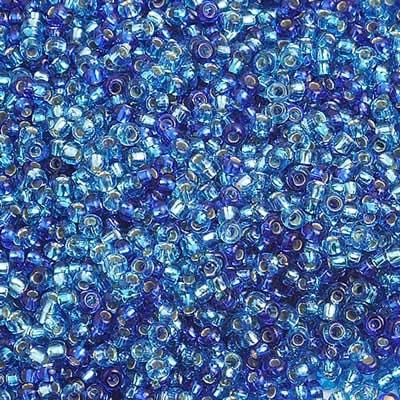 Czech Glass Seed Beads 10/0 (2.3mm Diameter) Silver Lined Mix Aqua DIY Jewelry Making Beads - 500g Bulk Bag by Preciosa (Jablonex)