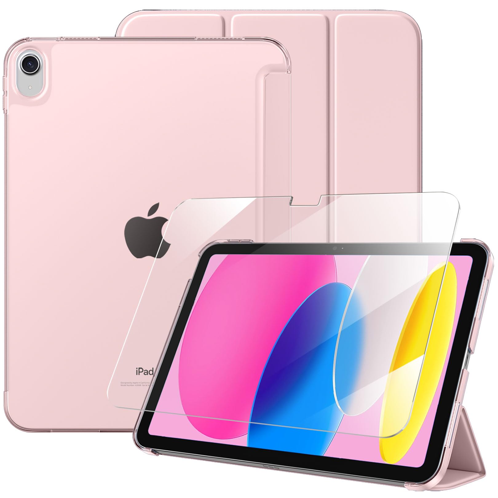 Case with Screen Protector for iPad A16 11th 10th Generation (2025/2022, 11/10.9 Inch), Slim Hard Translucent Back Full Protective Smart Cover for iPad 11, Auto Sleep/Wake, Sea Blue — view 13