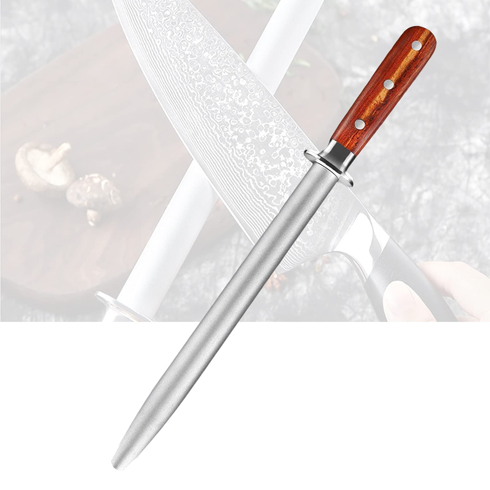 MKXULO Professional Honing Steel, Diamond Coated 9-Inch, Oval Handle, Perfect for Chefs and Home Cooks!