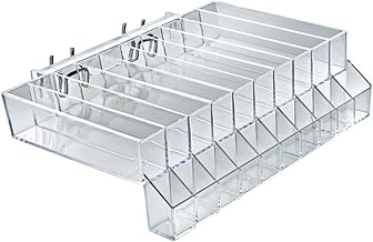 Azar Displays 225555-2Pack 10-Compartment Cosmetic Tray with Tester Slots for Pegboard, Slatwall / Counter Top (2 Pack)