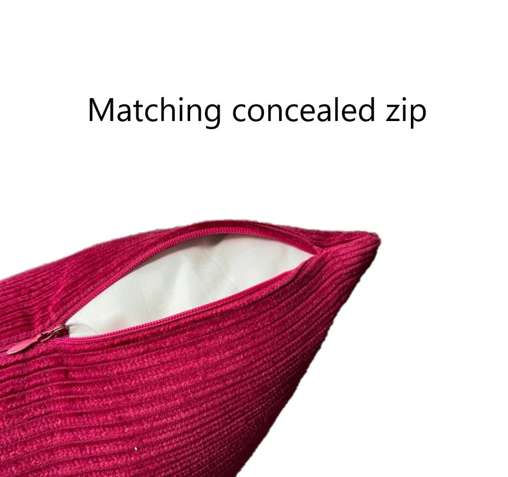 Image of Guffaw Corduroy Rectangular Cushion Covers, Size 12x18, Pack of 2, Multiple Colors (4, Dark Pink)