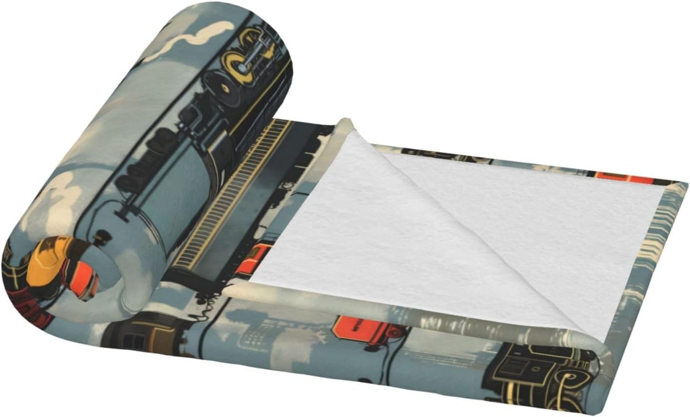 Vintage Train Blanket Gifts for Women Adults, Train Themed Throw Blankets, Soft Cozy Lightweight Train Plush Throws for Living Room Sofa Couch Home Decor 60x80in