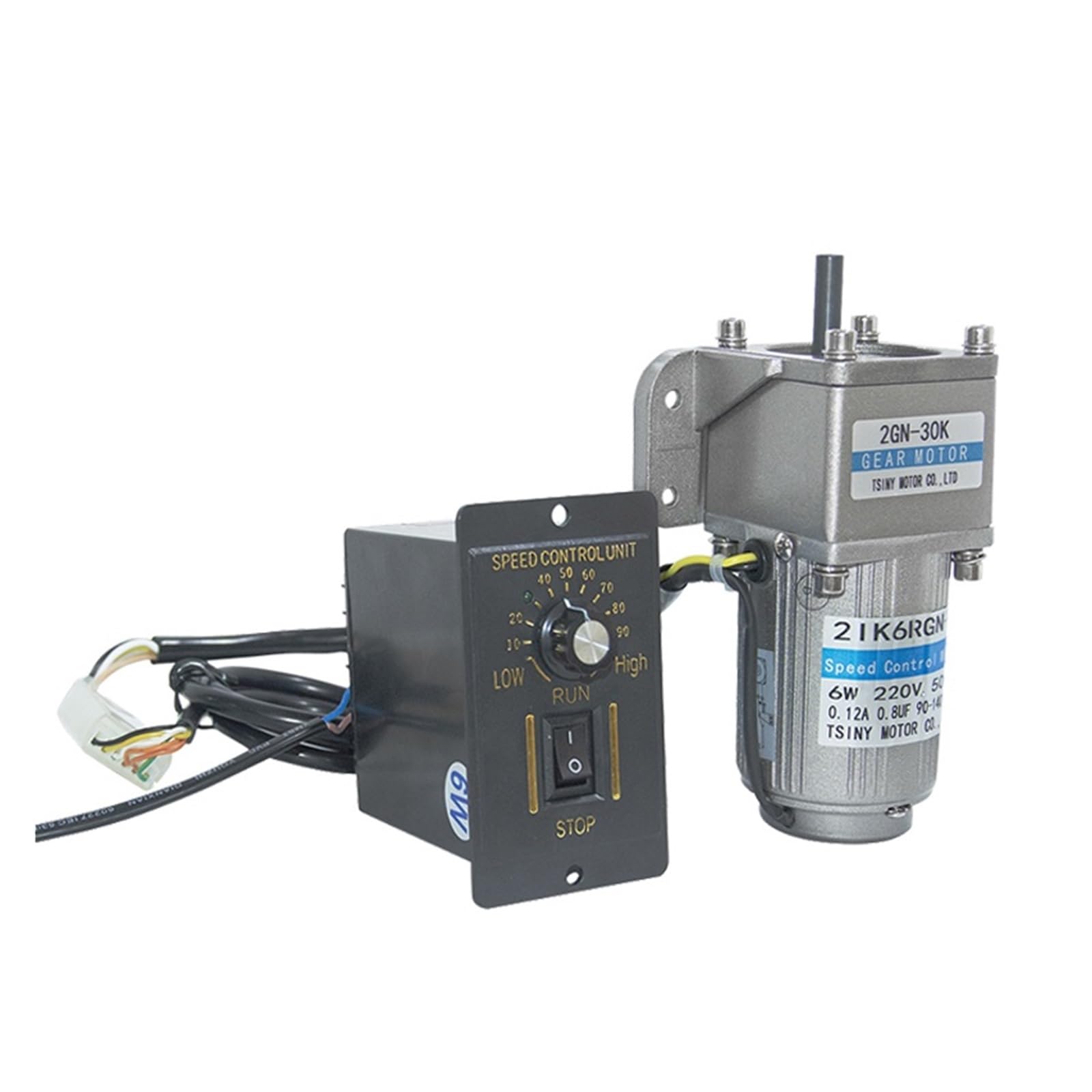 AC-Getriebemotor-Set mit Drehzahlregler und Halterung, 7,5/15/23/34/54/75/108/150/180/270/450 U/min, AC-Motor mit 2GN-Getriebe(180RPM)