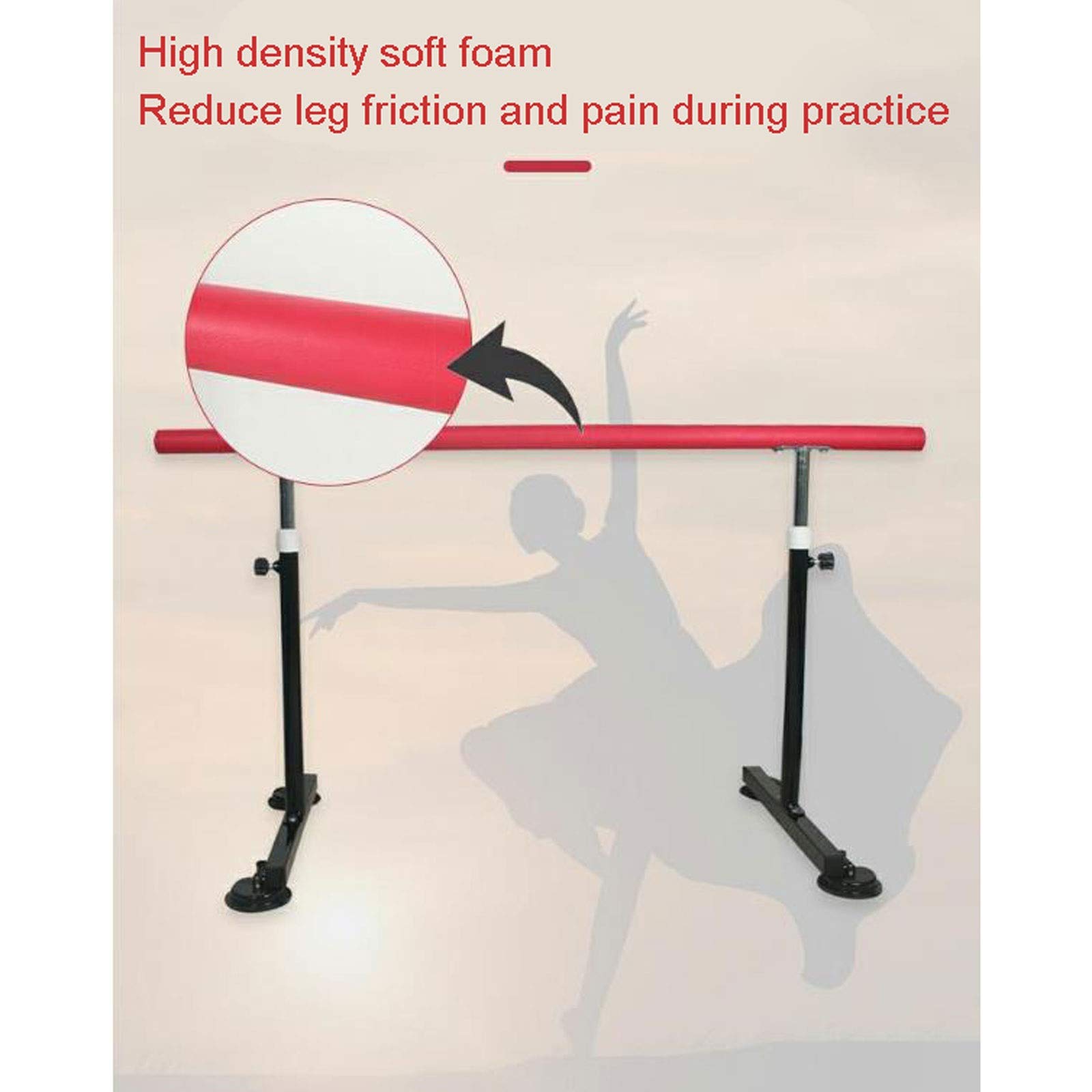 Ballet Bar Dance Bar Ballet Bar Double Dance Bar for Home Ballet Floor Bar Stretching Permanent Integrated Base Equipment Thick Steel Exercise – Black