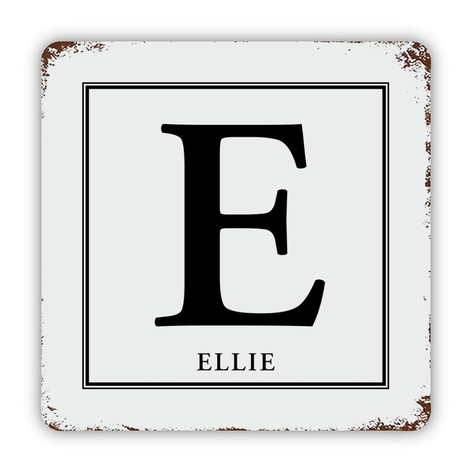 ENEDNATE Custom Name Monogram Letter Initial Alphabet E Aluminum Tin Metal Sign for Indoor Outdoor Business Retail Store Patio Yard Home Decoration Easy to Mount Wall Art Print Poster 12x12 Inch