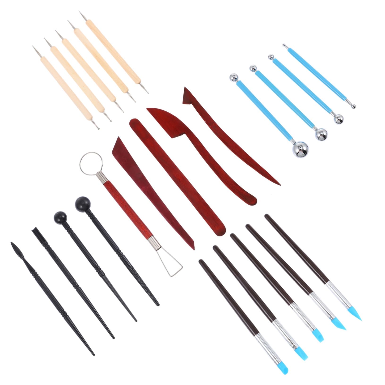 HOODANCOS -in-one Clay Sculpting Supplies 23-Piece Tool Set for Pottery Modeling Carving Smoothing Red Wood Design