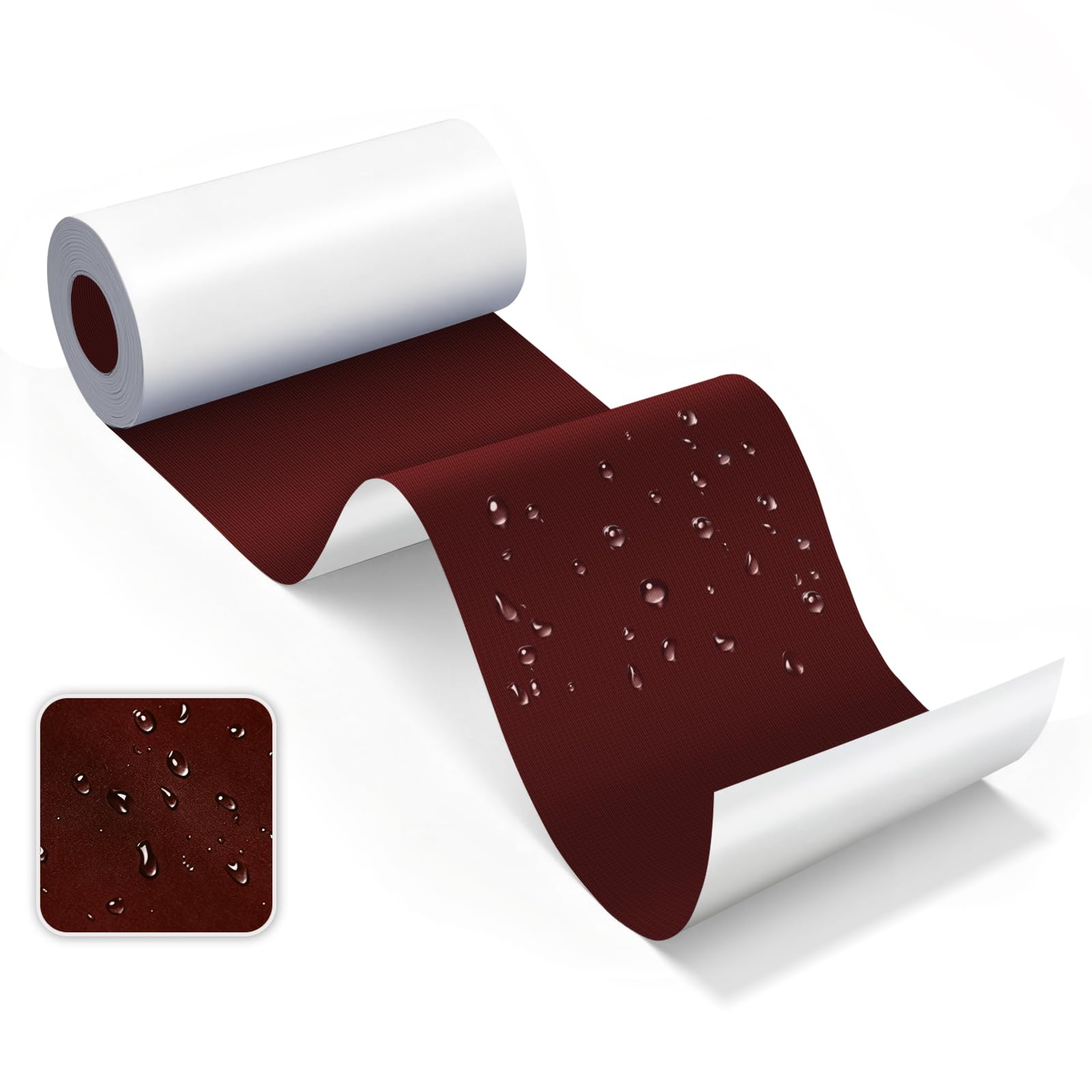 Skystuff Self-Adhesive Fabric Tent Repair Tape, Heavy Duty Waterproof Nylon Repair Patches for Tent, Clothes, Down Jacket, Sleeping Bag, Camping Outdoor Gear, Instant Strong Fix, 7.6x200cm, Wine Red