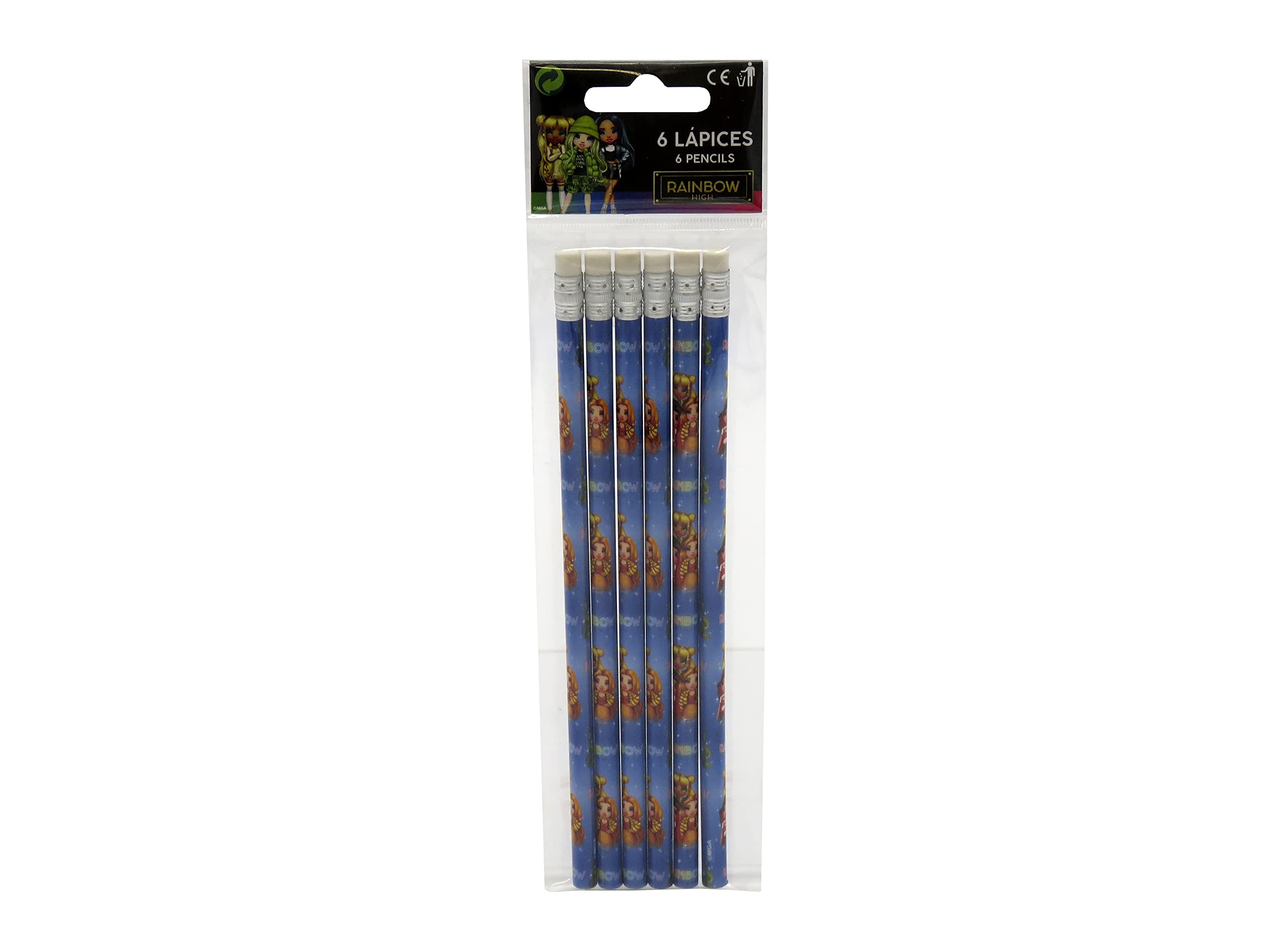 Lot De 3 Stylos Rainbow High Avec Embuts Caoutchouc - Personnages Poppy, Jade, Violet