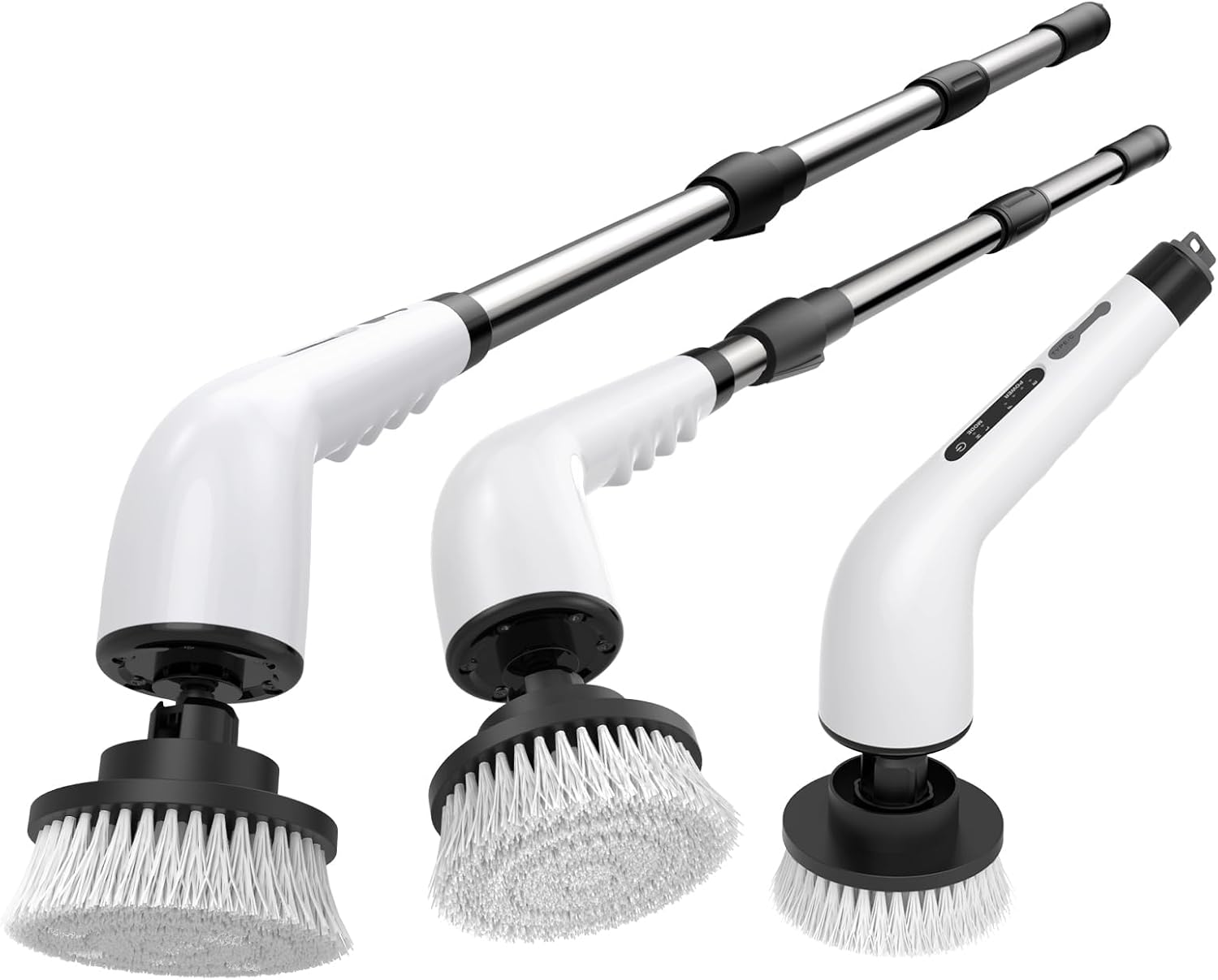 Electric Spin Scrubber Bathroom - Adjustable Handlber, 2 Speeds, Bathroom Scrubber with 8 Replaceable Brush Heads, Power Scrubber for Bathtub Cleaning