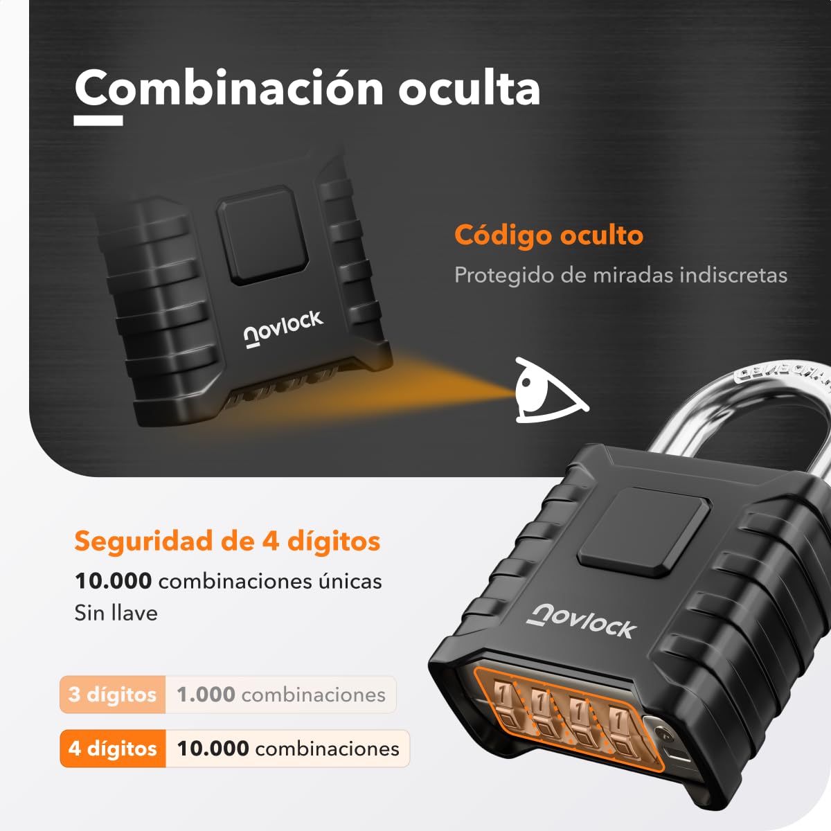 Candados de combinación – resistentes a la intemperie, grande y robustos – para exteriores : portones, vallas, cobertizos, garajes, trasteror, puertas, armoires, taquillas – pack de 1, negro