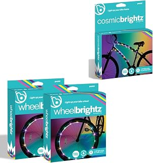 Brightz WheelBrightz & CosmicBrightz LED Bike Lights Bundle, Pastel | Pastel bike wheel lights + pastel frame rope light; kids bike accessories for night riding