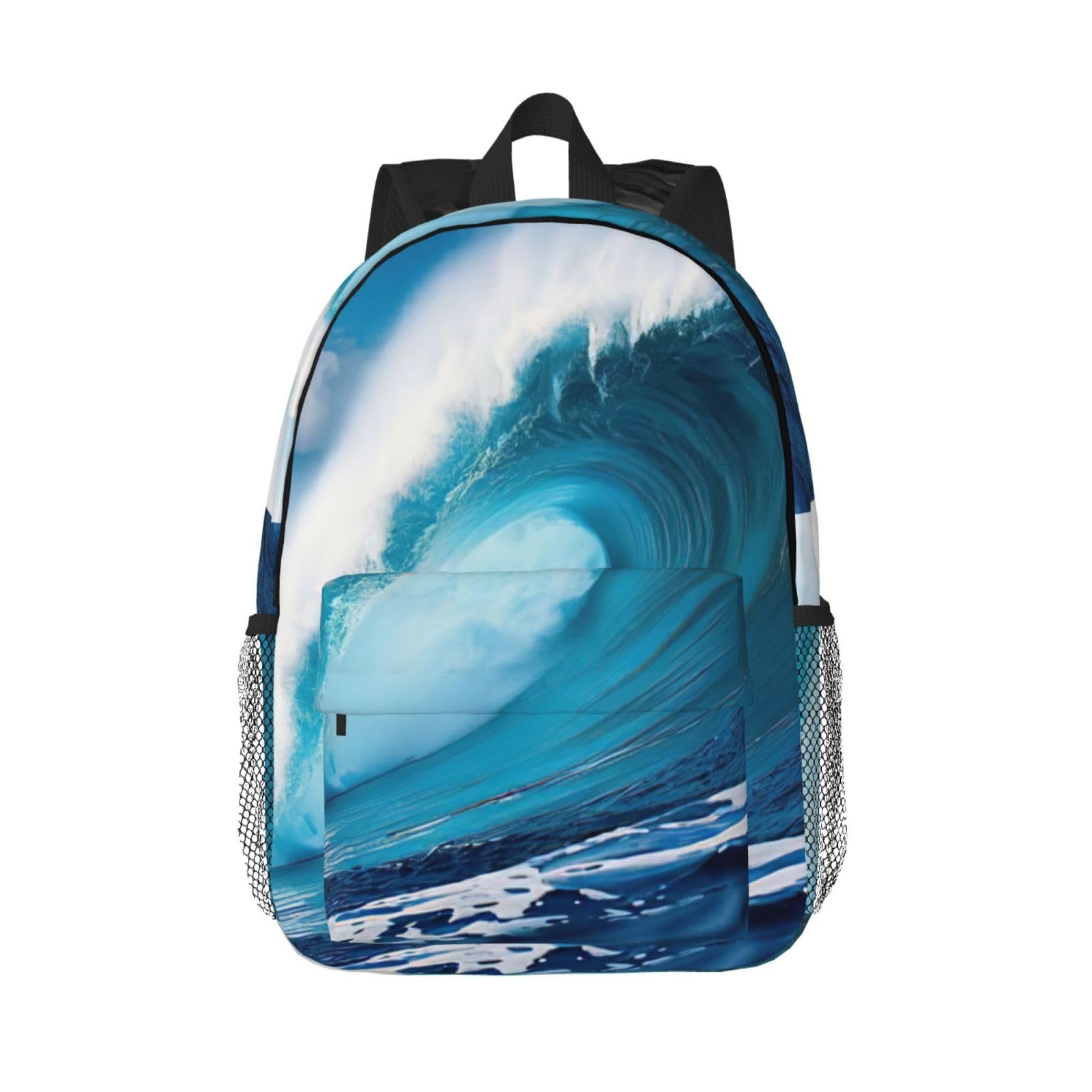 WURTON Big Ocean Wave - Mochila versátil unisex con impresión HD para adultos, trabajo, viajes y senderismo, color negro, talla única, NEGRO, talla única