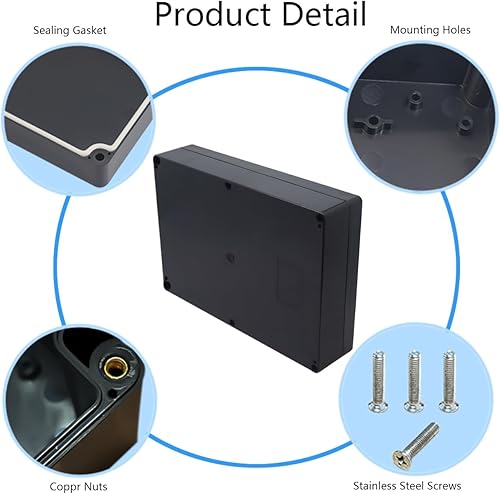 Miniatura 107 de Caja de proyecto ABS de plástico negro cajas eléctricas IP65 impermeable DIY caja de conexiones electrónica caja de alimentación 7.87 x 4.72 x 2.95