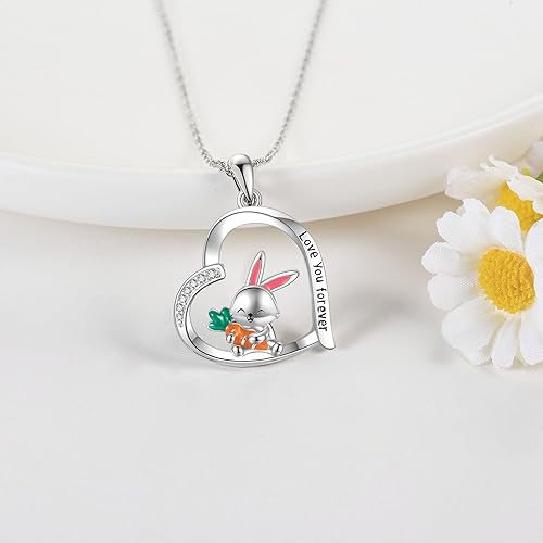 Miniatura 2 de Lindo regalo de animales de plata esterlinapanda rojoconejo, collar con colgante de animal lindo joyería para mujeres niñas regalos