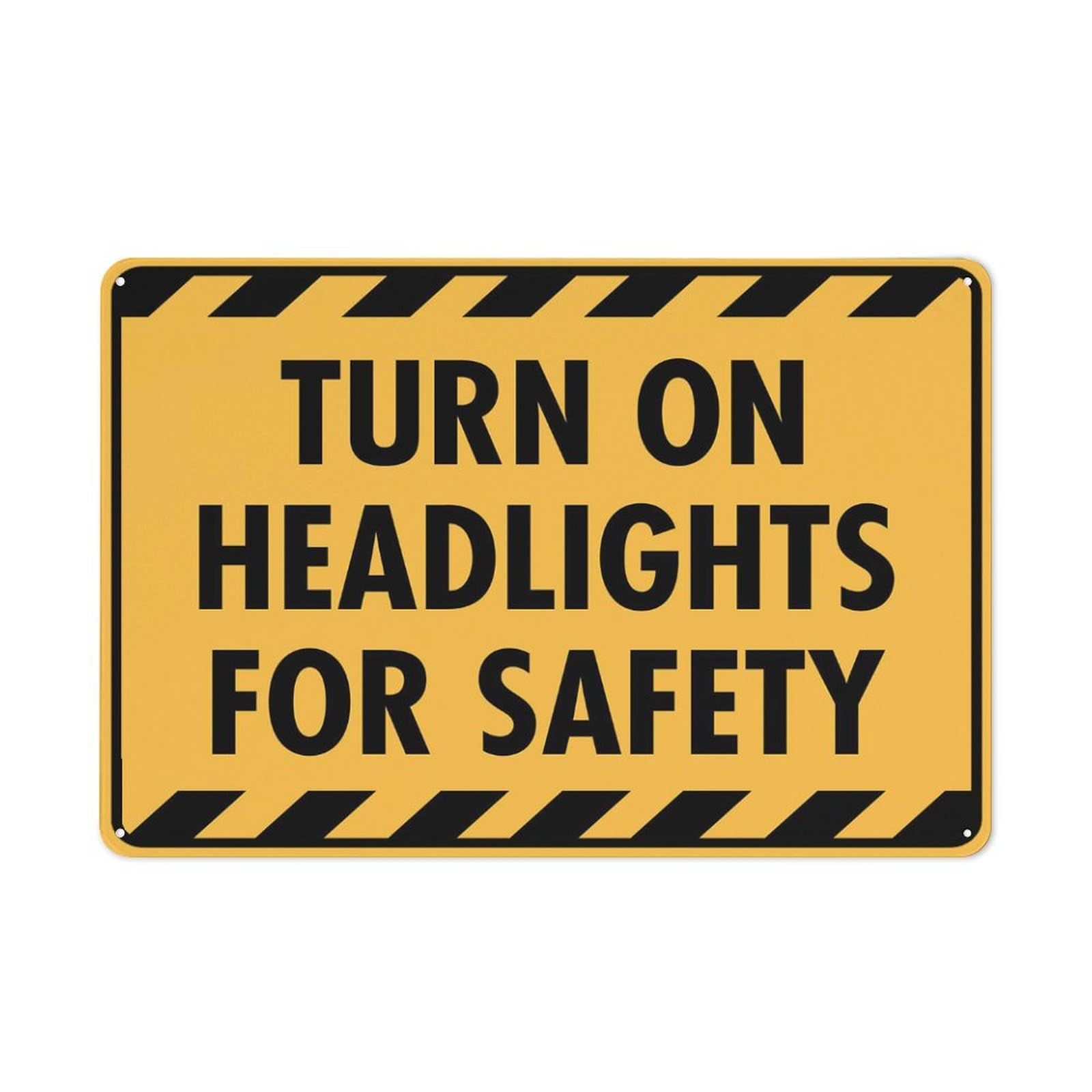 Turn On Headlights For Safety Sign For Business 8"X12" Rust Free Aluminum Uv Printed,4 Pre-Drilled Holes.Durable/Weatherproof