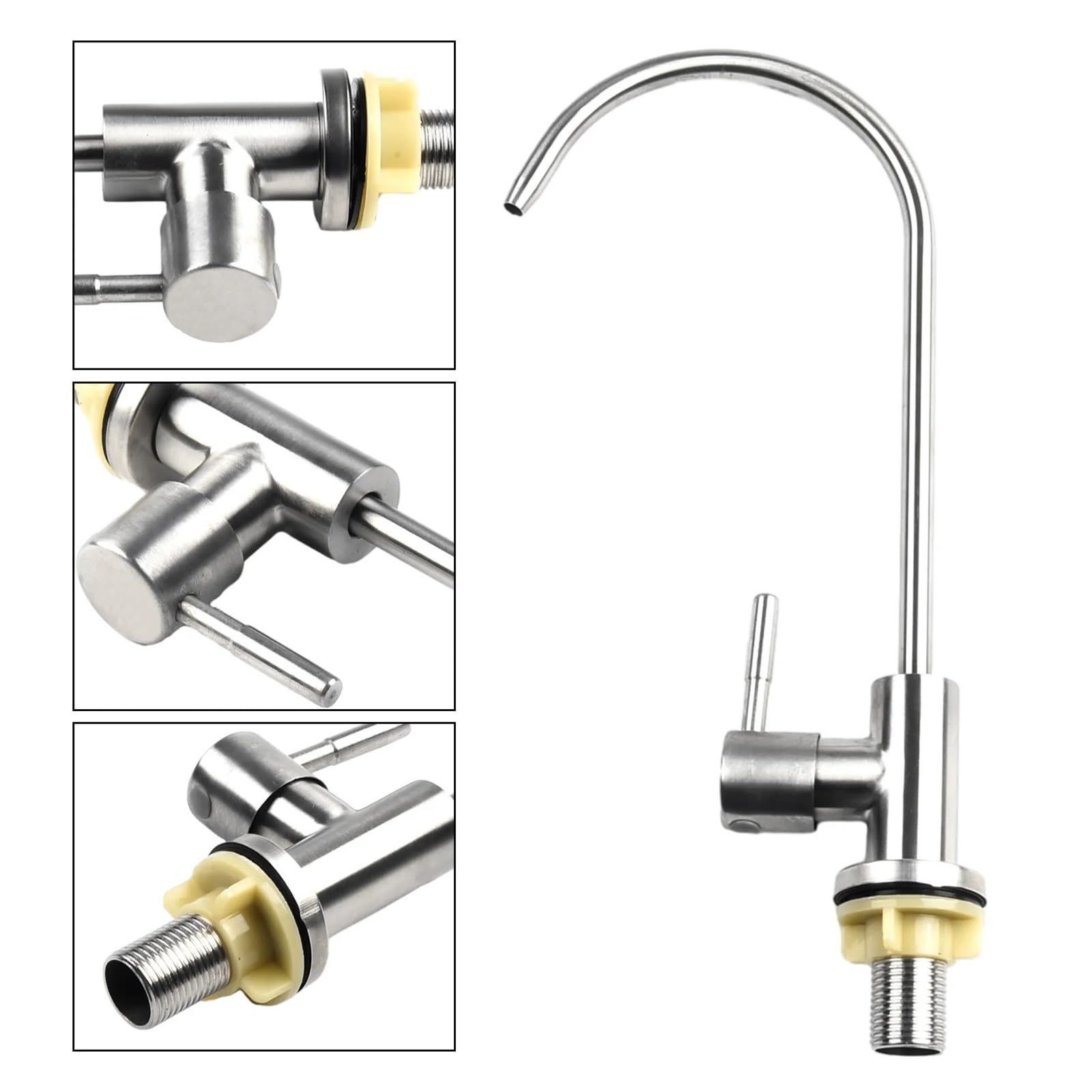 G1/2 a collo di cigno depuratore d'acqua rubinetto da cucina potabile diretta singolo purificatore d'acqua fredda potabile diretta accessori hardware rubinetto(Black)