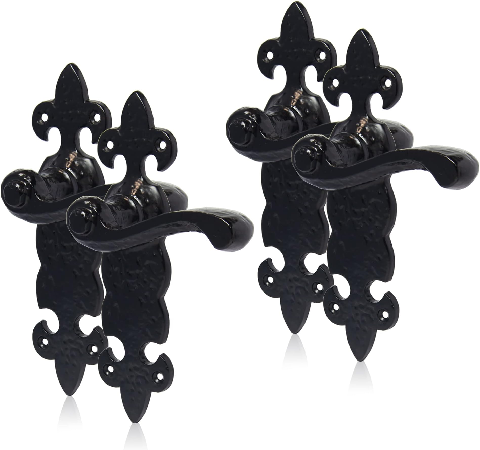 Black Antique Door Handles Lever Lock Ornate FleurDeLys Amazon.co