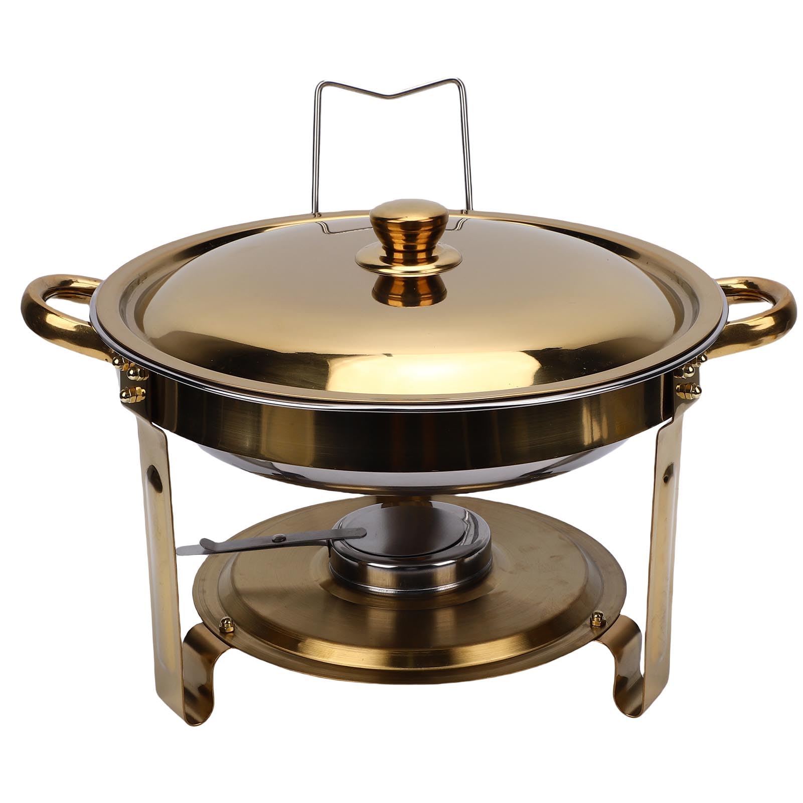Brrnoo Juego de 2 Platos Redondos para Frotar, de Acero Inoxidable, de 4,5 L, con Soportes para Tapas y Cubiertas Ventiladas para Fiestas de Catering Tipo Buffet