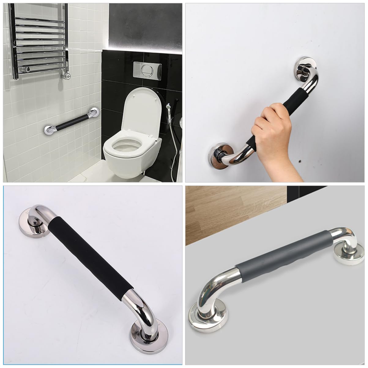Corrimano in Acciaio Inossidabile per Bagno e Scale 2pezzi Maniglie di Sicurezza Antiscivolo Struttura Rettangolare