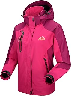 Damen Wanderjacke Outdoor Jacke Leichte Übergangsjacke Winddichte Jacke Wasserdicht Regenjacke Atmungsaktiv Funktionsjacke mit Abnehmbarer Kapuze