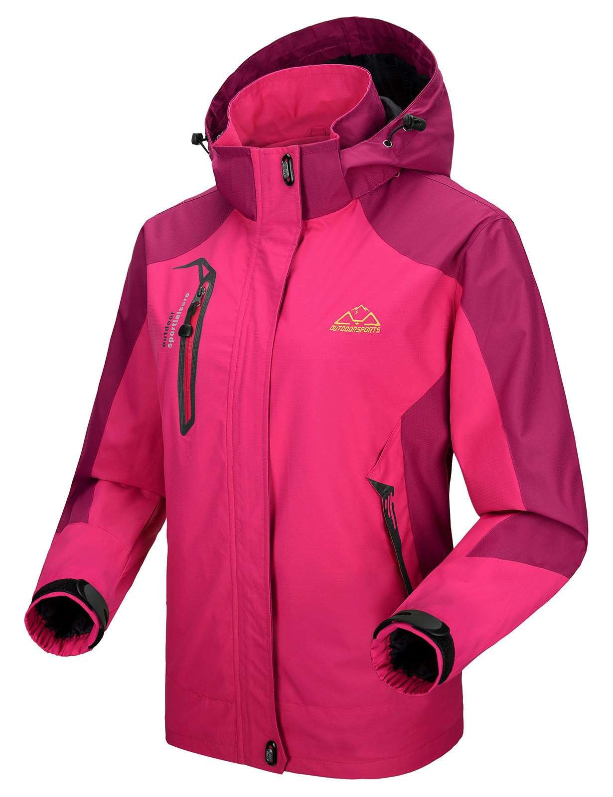 donhobo Damen Wanderjacke Outdoor Jacke Leichte Übergangsjacke Winddichte Jacke Wasserdicht Regenjacke Atmungsaktiv Funktionsjacke mit Abnehmbarer Kapuze