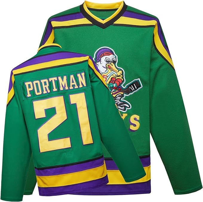 Mighty Ducks Movie Ice Hockey Jersey 21# Dean Portman Stitched Letters and Numbers Adult Size 90S Hip Hop Clothing for Party