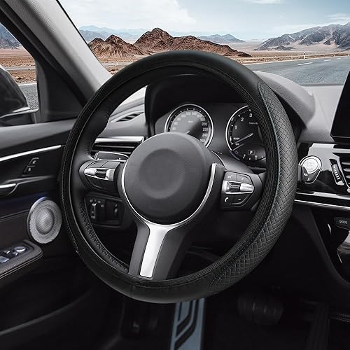 Funda para volante de automóvil, funda de cuero para volante de automóvil, funda antideslizante para volante, protector universal de 15 pulgadas
