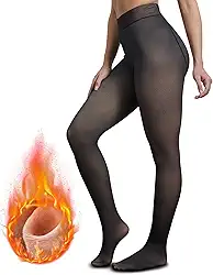 Meia calça térmica translúcida feminina, Conforto com forro de lã peluciada, 200g (PP-G4, Tamanhos 34-48)