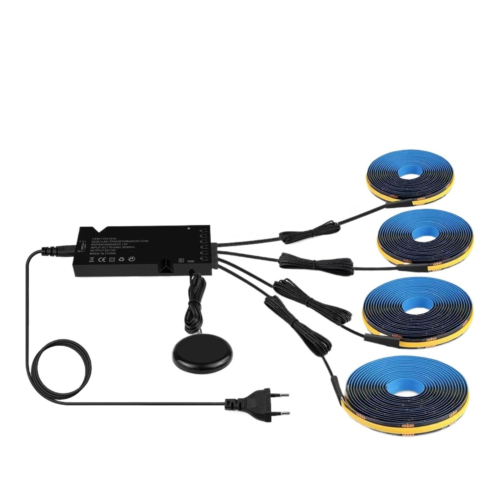 Smart Through Wood Touch Sensor COB LED Strip Black PCB Wbudowana szafka TV Podświetlenie ściany Podłączenie równoległe Lampy 1-3M 1-6 szt. (naturalna biel, 4 szt. czarna taśma LED 3M KIT_EU POWER
