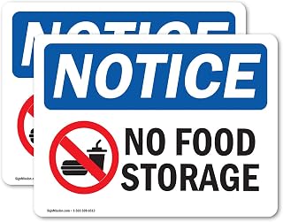 (2 Pack) No Food Storage Sign With Symbol OSHA Notice Sign 10 Inch X 7 Inch Vinyl Label Decal Sticker Weather Resistant, UV Protected for Workplace, Business, and Construction Site, Made in the USA