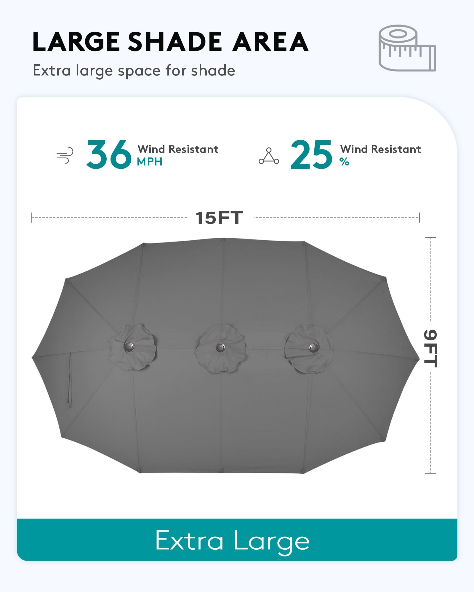 SERWALL 8-Piece Patio Dining Sets with 15FT Double Side Patio Umbrella, Outdoor HDPE Dining Furniture Set with Umbrella Hole Cut-Out Table and 6 Chairs, Gray(Umbreall Base not Included) - 3