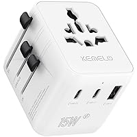 5 in 1 Adattatore Universale da Viaggio,Presa Universale da Viaggio con 1 USB A,2 USB C,1 Universale Presa,1 US/JP Presa,Adattatore