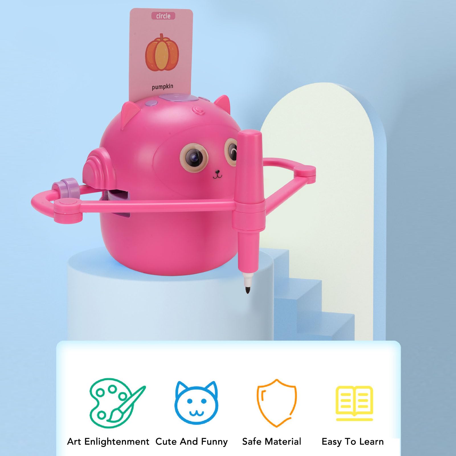 Robot da disegno per bambini, set di robot educativi da disegno con 100 carte da disegno per l'insegnamento, 12 penne da disegno colorate, USB Automatic Painting Interactive