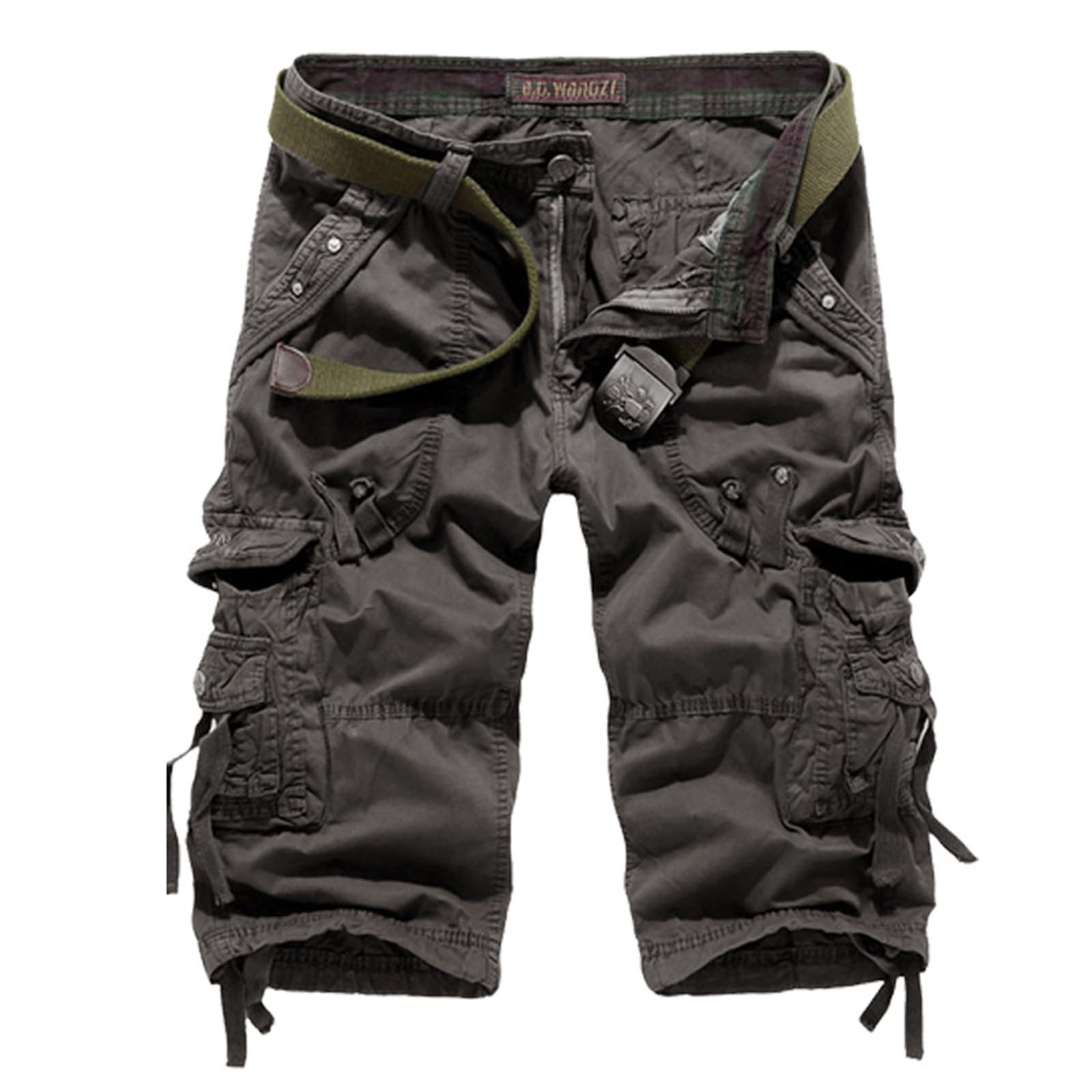Pantalon Pirata Hombre Pantalones 3/4 Cargo con Múltiples Bolsillos Cuerda De Bombeo Pantalón Elásticos Transpirable Natural Playa Ligero Y Cómodo Pants Estilo Retros