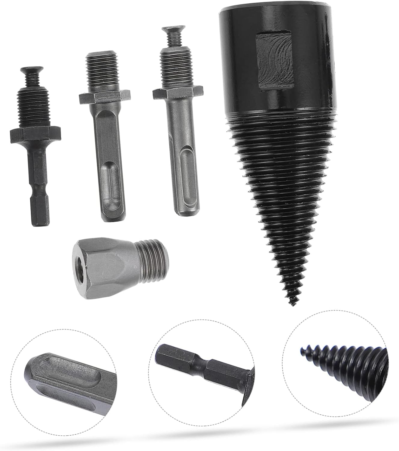 4pcs Electric Firewood Drill Bit Set Wood Splitting Drill Kit for Efficient Log Processing Sturdy Construction for Home Camping and Farm Use