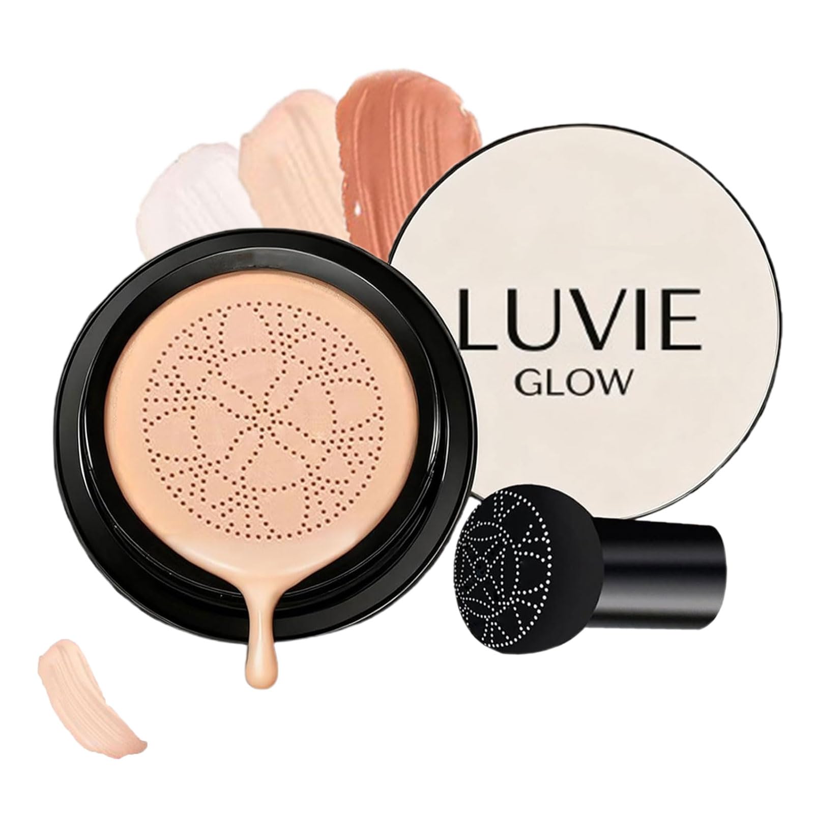 Luvie Glow Foundation Cushion, Coussin d'Air Tête de Champignon Cc Cream, Fond de Teint CC Cream, Hydratant Longue Durée, Teint Uniforme pour Tous Les Types de Peau (Chaud)