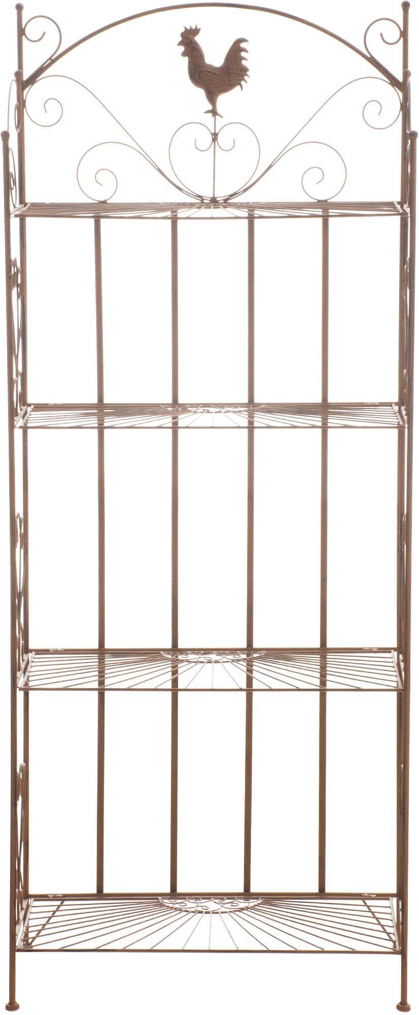 CLP Estantería de pie MIA de Hierro, estantería Plegable con 4 estantes Estilo rústico, Color Antiguo marrón