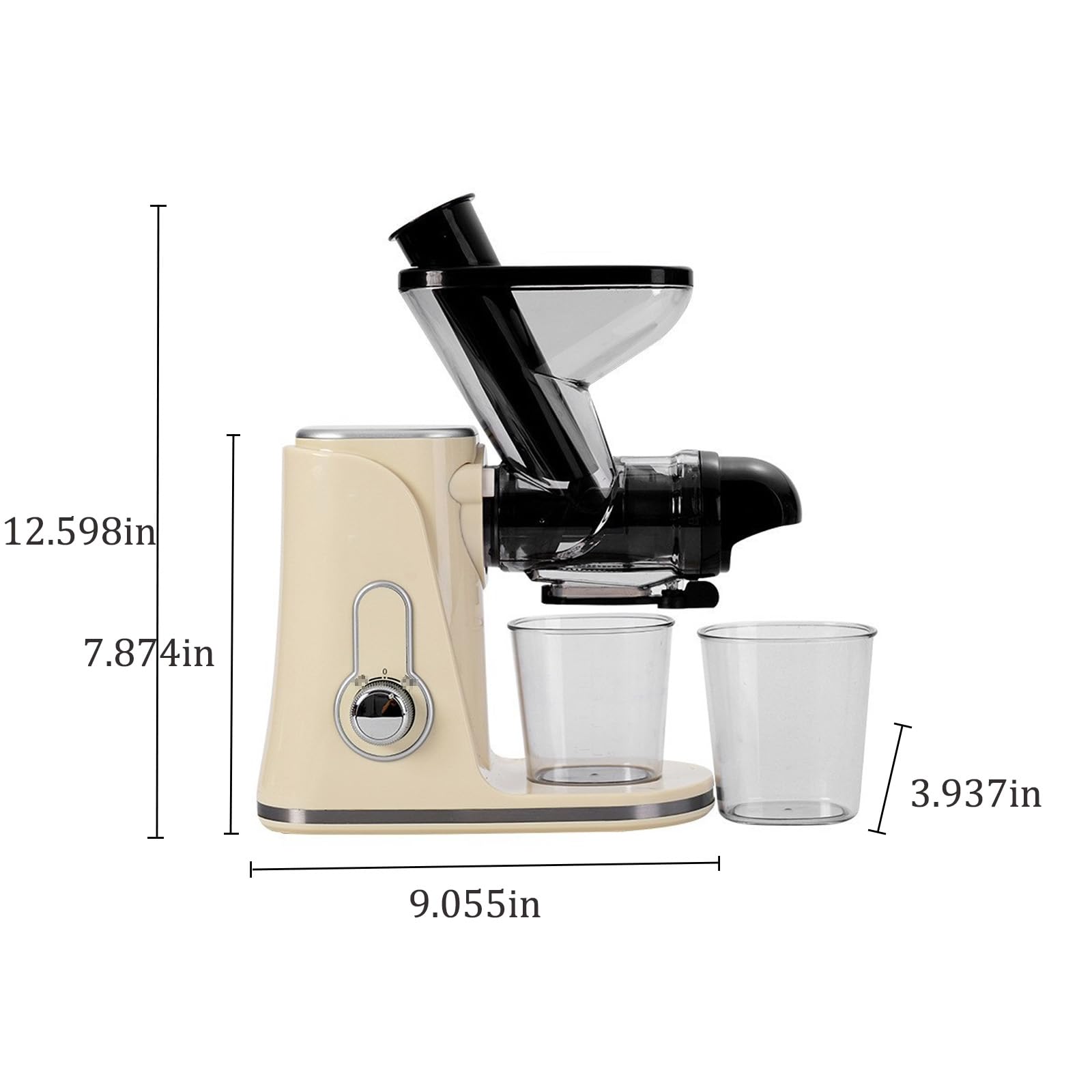 Estrattore di Succo Frutta,Spremiagrumi Frutta e Verdura,Spremiagrumi di Frutta,Processo di Estrazione del Succo di Estrusione a Spirale,Regolazione a 2 Velocità,Adatto per Negozi di Bevande e Cucine