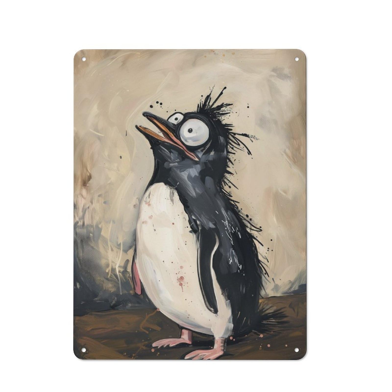 Junmoney Confused Penguin Vintage Tin Sign 40X30cm With For Living Room Or Hallway, For Living Room Decor Lovers